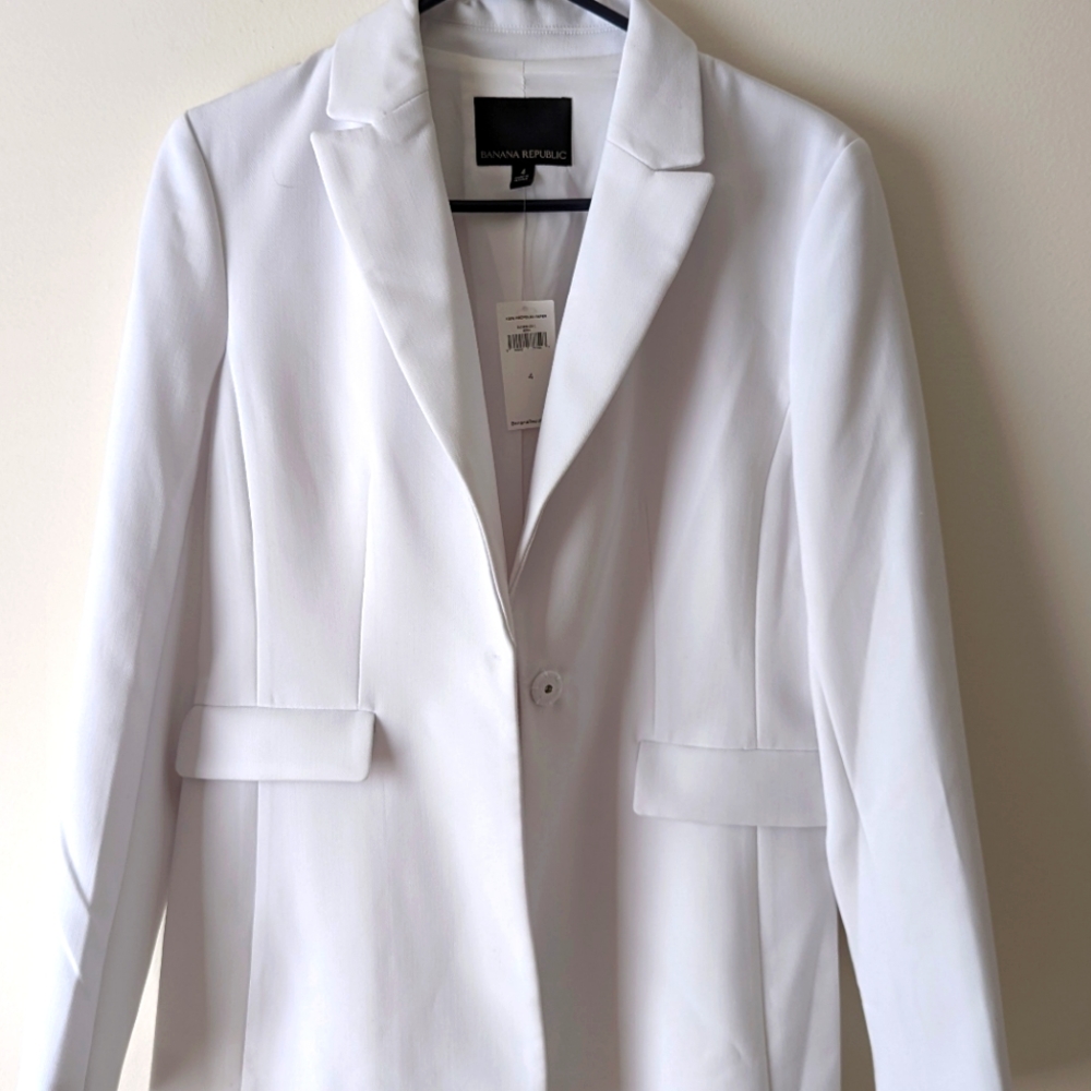 Banana Republic long white suit jacket NEW W/ TAGS